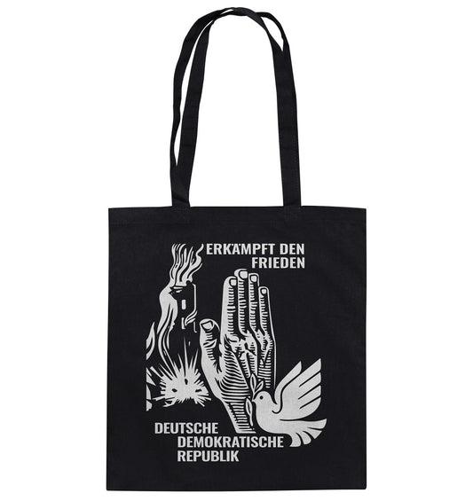 DDR Ostalgie Baumwolltasche • ERKÄMPFT DEN FRIEDEN - DDR BRIEFMARKE 8PF