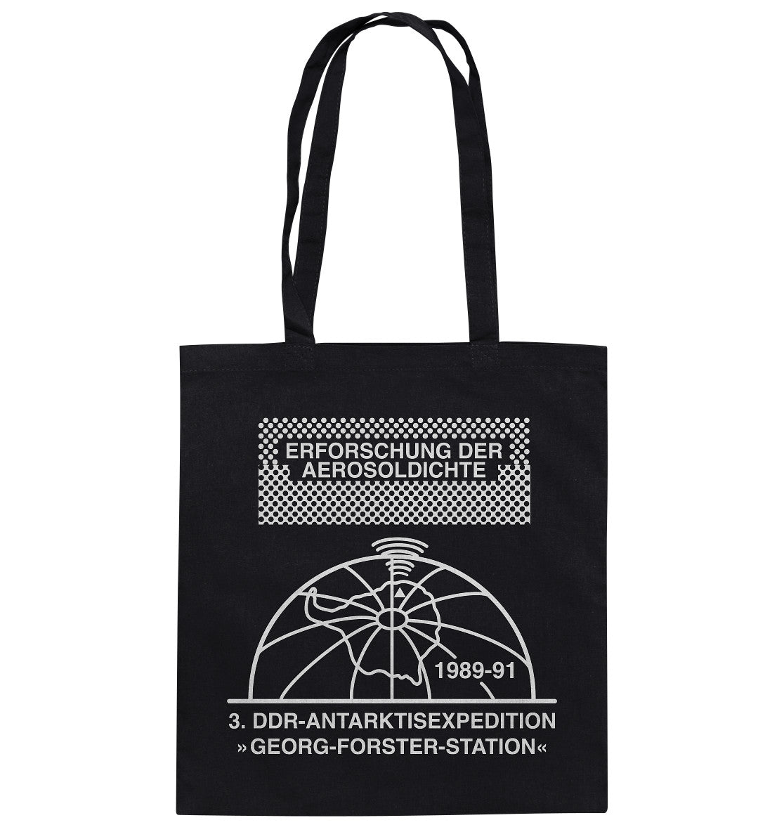 DDR Ostalgie Baumwolltasche • ANTARKTISEXPEDITION, ERFORSCHUNG DER AEROSOLDICHTE, 1989-1991