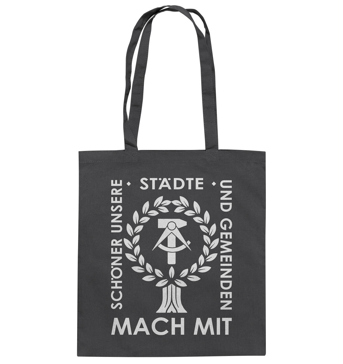 DDR Ostalgie Baumwolltasche • SCHÖNER UNSERE STÄDTE - DUNKEL