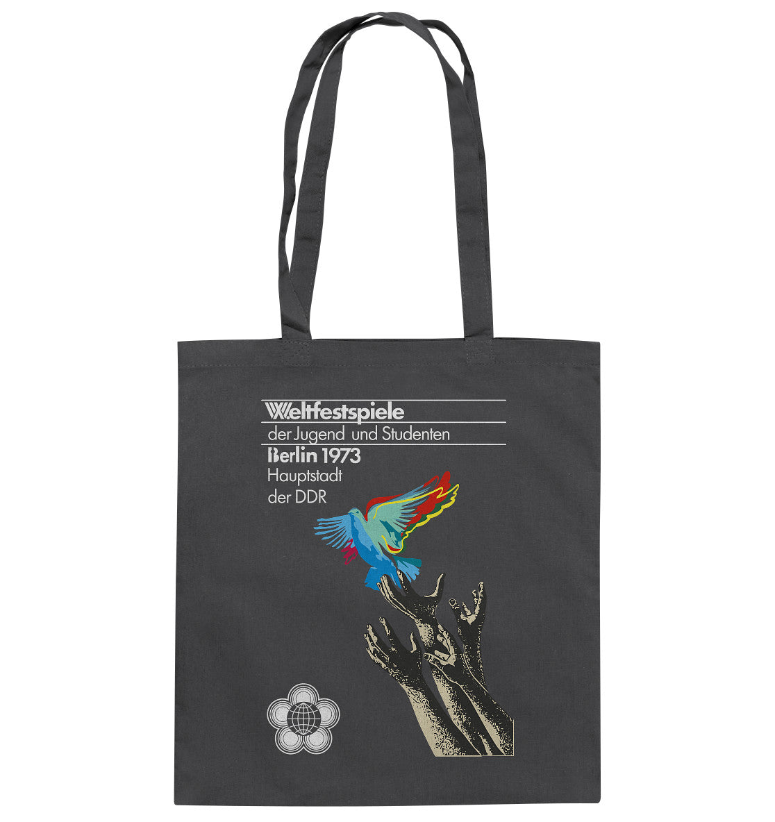 DDR Ostalgie Baumwolltasche • WELTFESTSPIELE BERLIN, DDR 1973 - FRIEDENSTAUBE