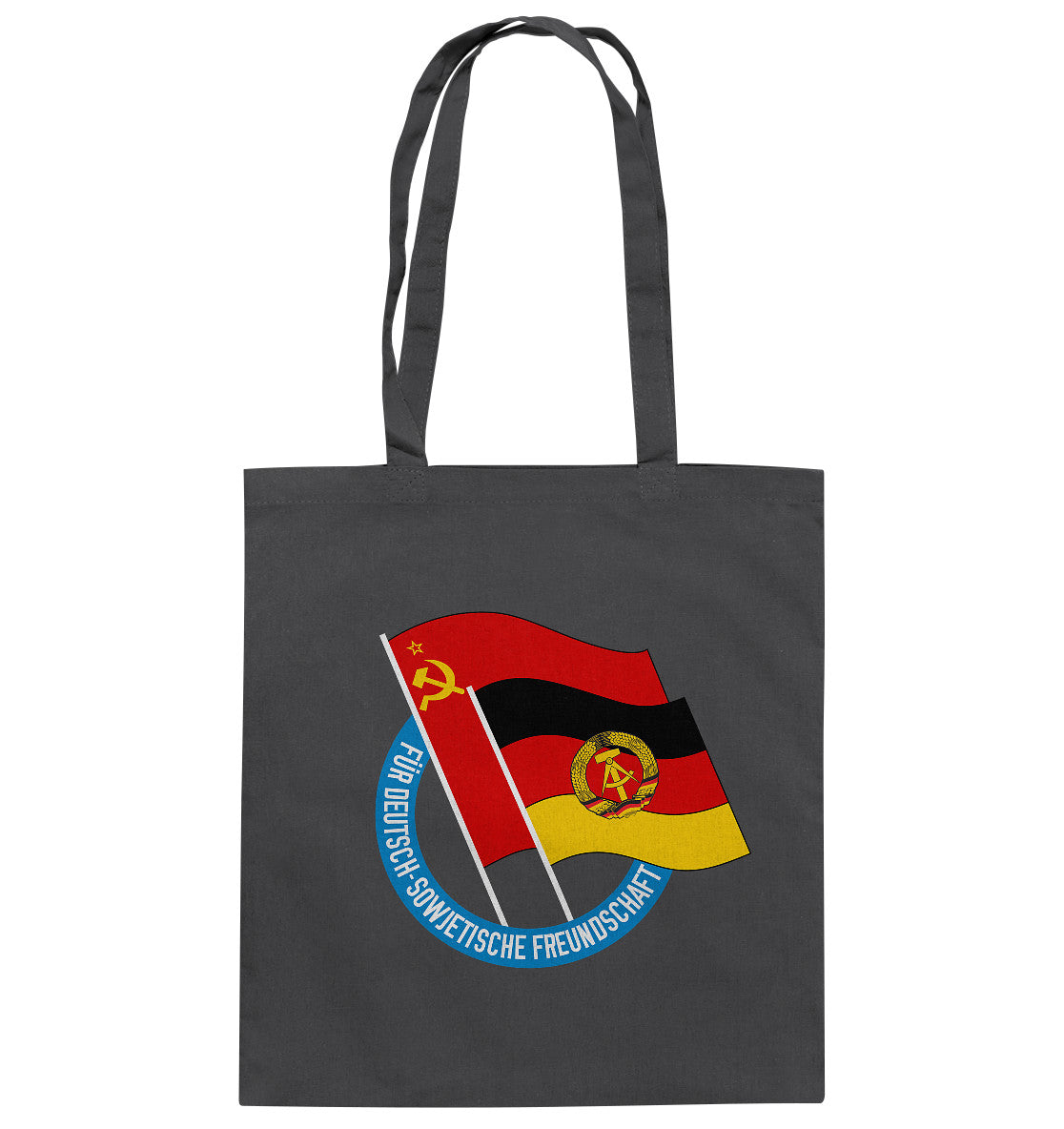 DDR Ostalgie Baumwolltasche • DEUTSCH SOWJETISCHE FREUNDSCHAFT - dunkel