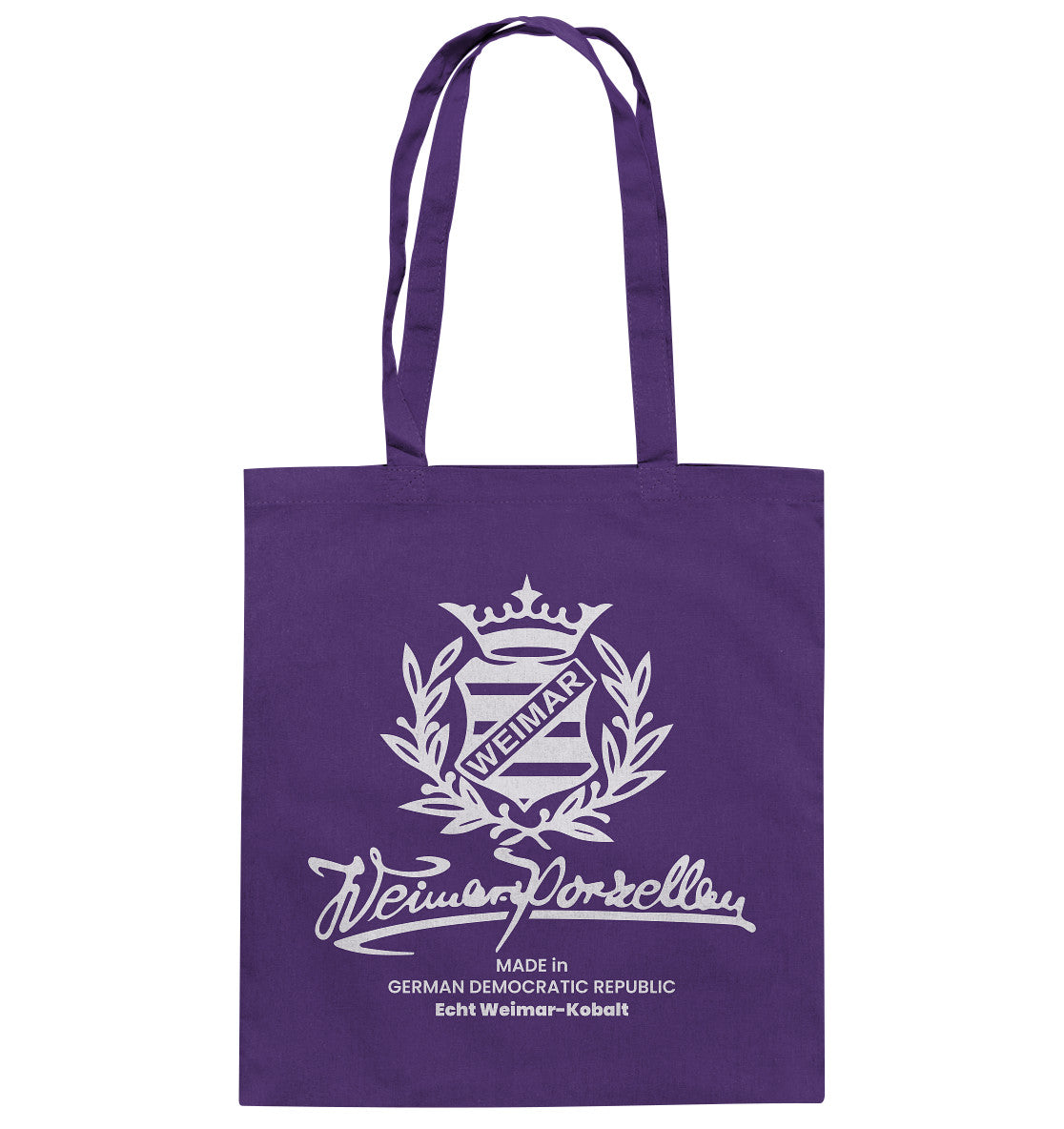 DDR Ostalgie Baumwolltasche • WEIMAR-PORZELLAN BLANKENHAIN monochrom