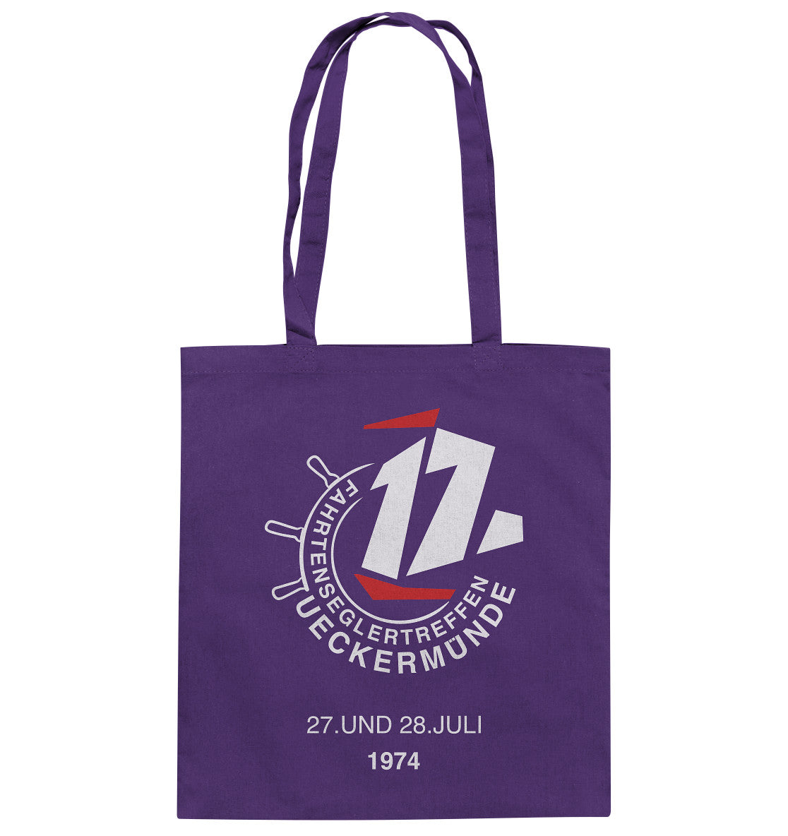 DDR Ostalgie Baumwolltasche • FAHRTENSEGLERTREFFEN UCKERMÜNDE 1974 - dunkel