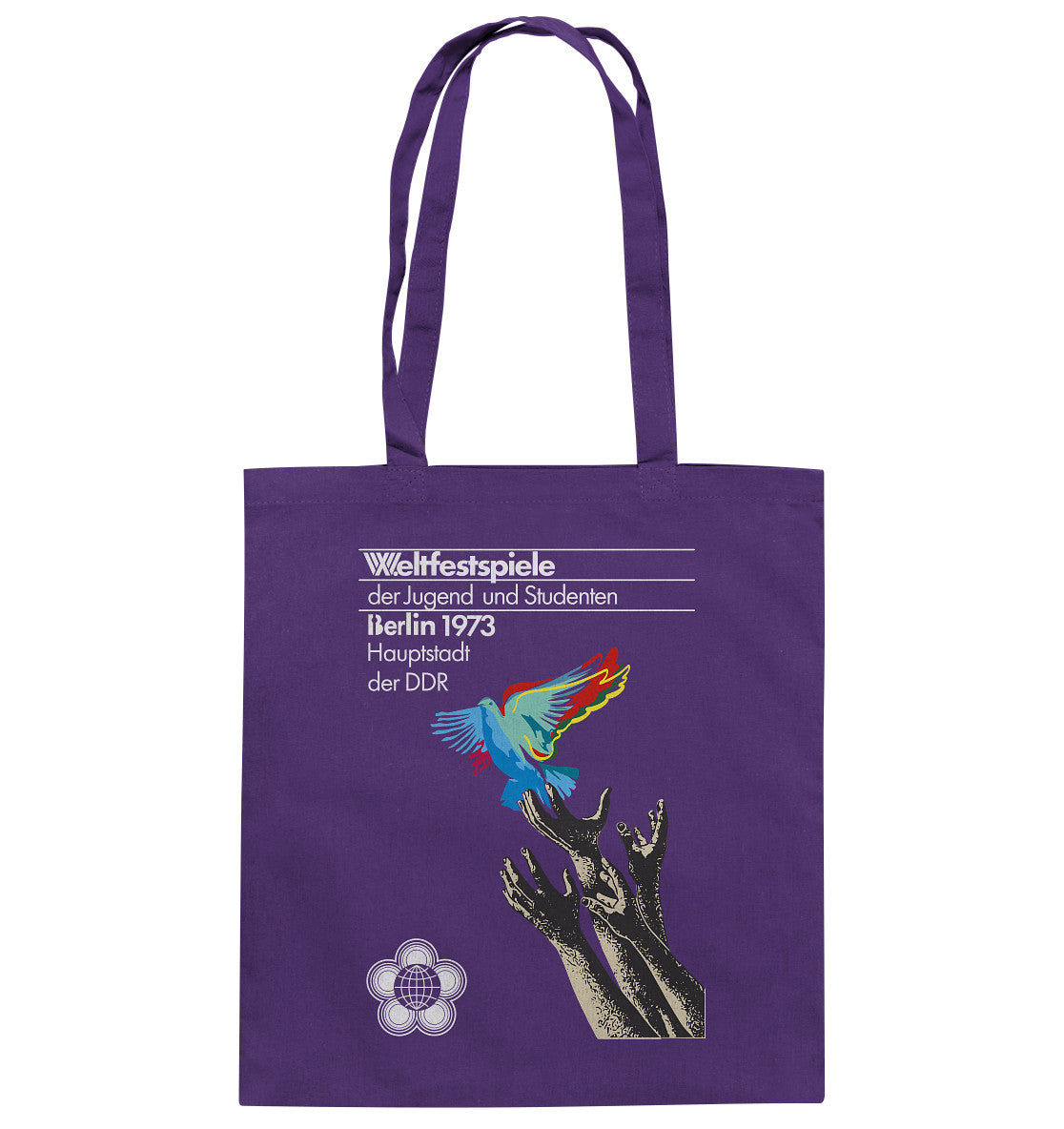 DDR Ostalgie Baumwolltasche • WELTFESTSPIELE BERLIN, DDR 1973 - FRIEDENSTAUBE