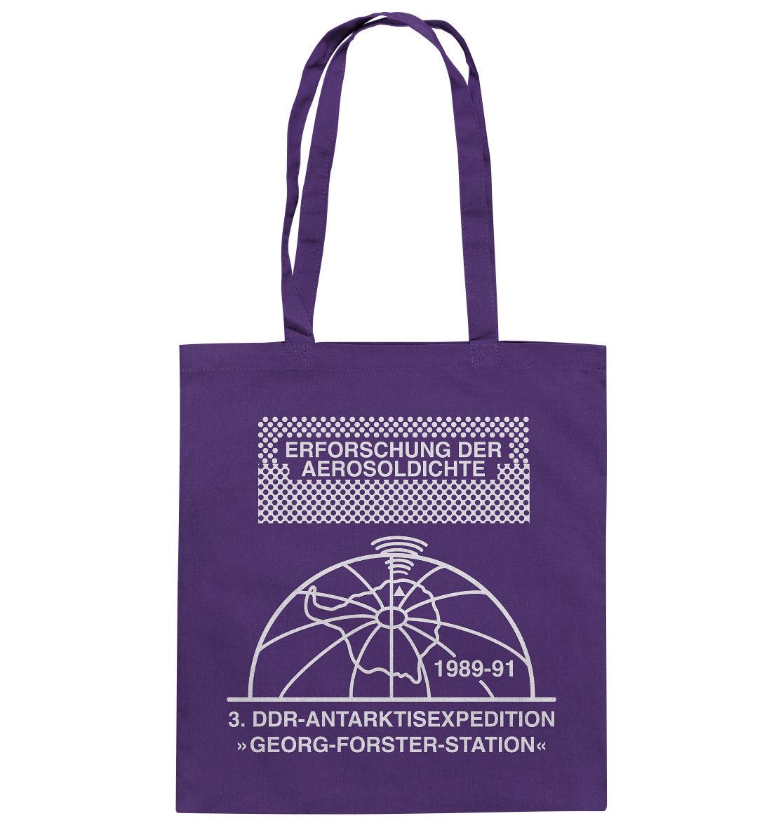 DDR Ostalgie Baumwolltasche • ANTARKTISEXPEDITION, ERFORSCHUNG DER AEROSOLDICHTE, 1989-1991