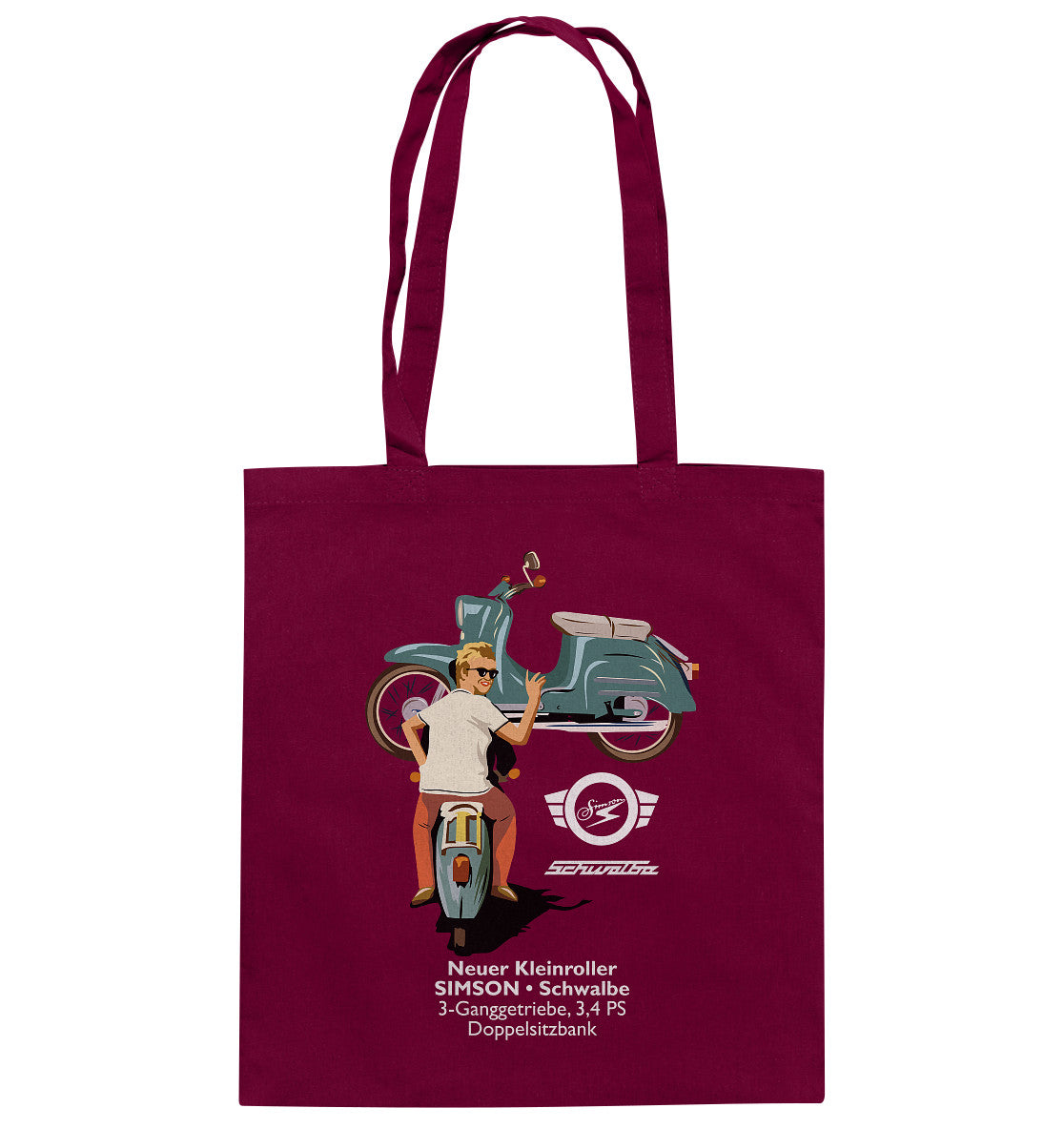 DDR Ostalgie Baumwolltasche • WERKSTATT-WERBUNG SIMSON-ERSATZTEILE