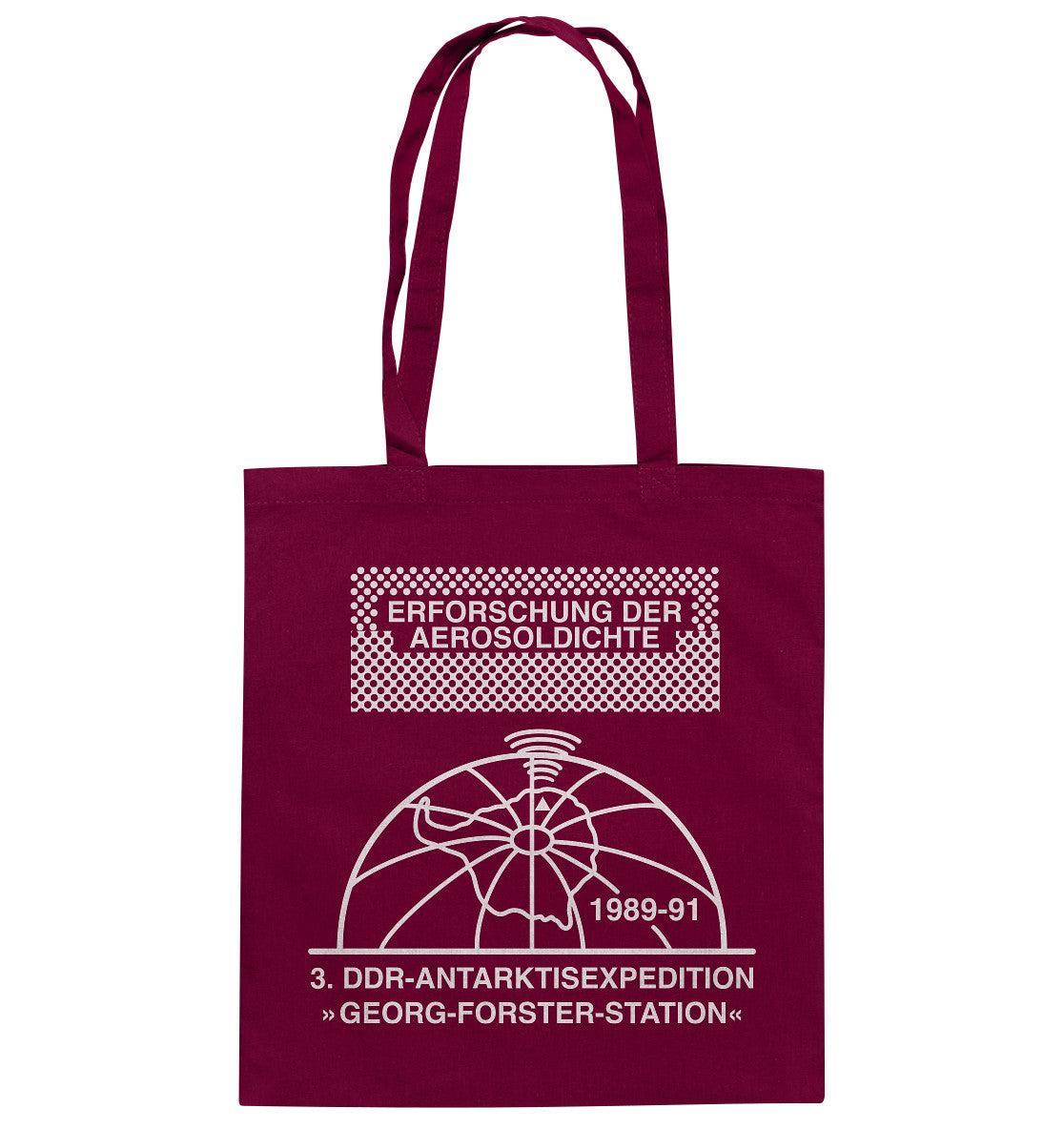 DDR Ostalgie Baumwolltasche • ANTARKTISEXPEDITION, ERFORSCHUNG DER AEROSOLDICHTE, 1989-1991