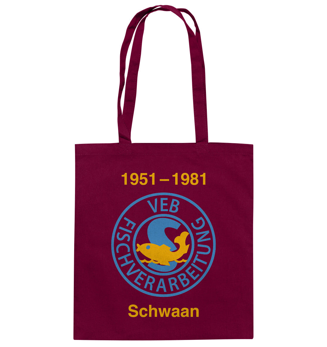 DDR Ostalgie Baumwolltasche • VEB FISCHVERARBEITUNG SCHWAAN