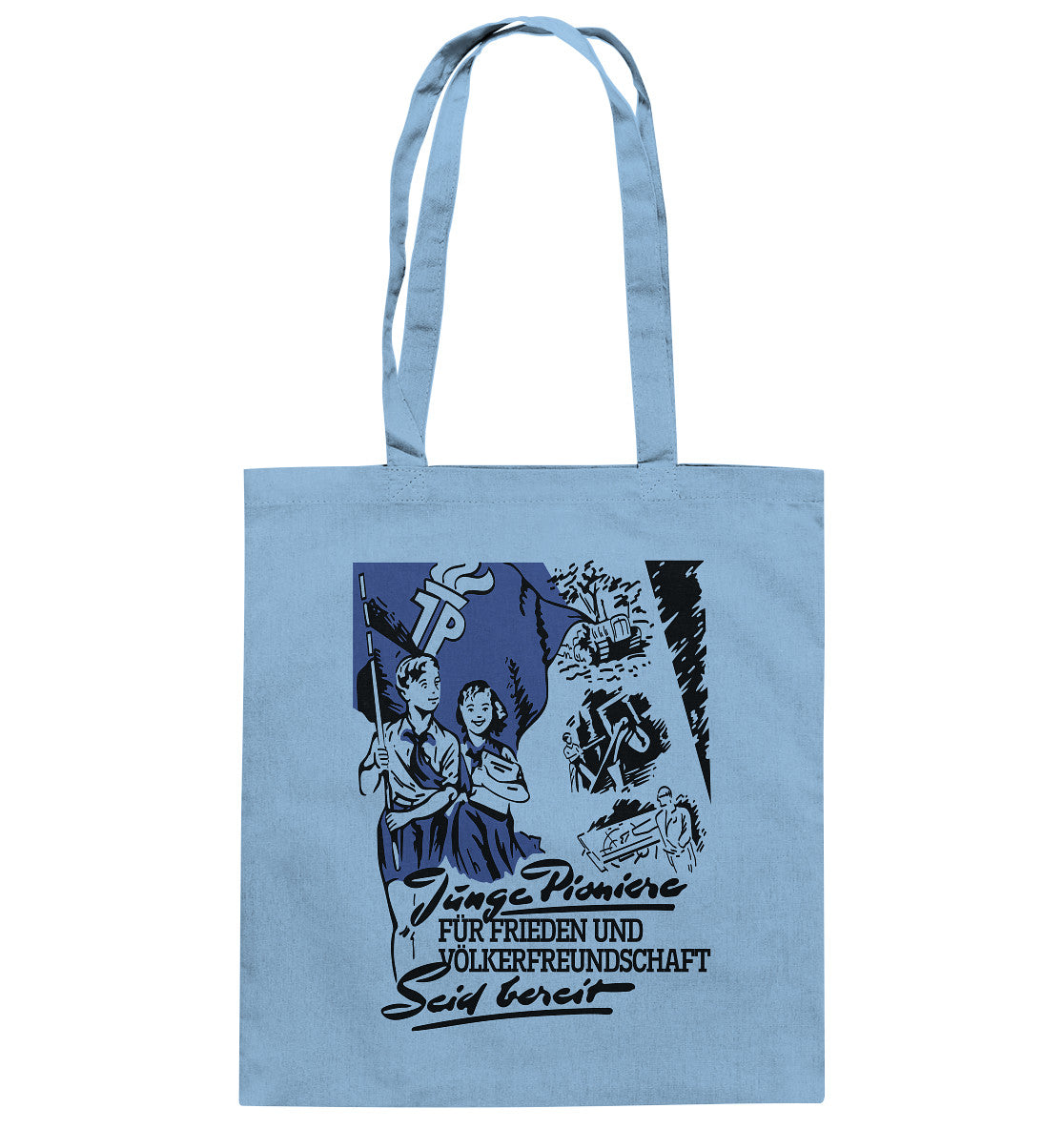 DDR Ostalgie Baumwolltasche • JUNGE PIONIERE FÜR FRIEDEN UND VÖLKERFREUNDSCHAFT - SEID BEREIT