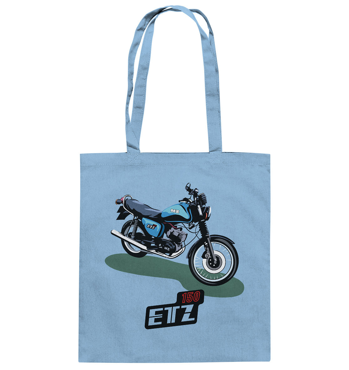 DDR Ostalgie Baumwolltasche • MZ ETZ 150 BLAU (ORIGINAL DDR-PLAKAT)