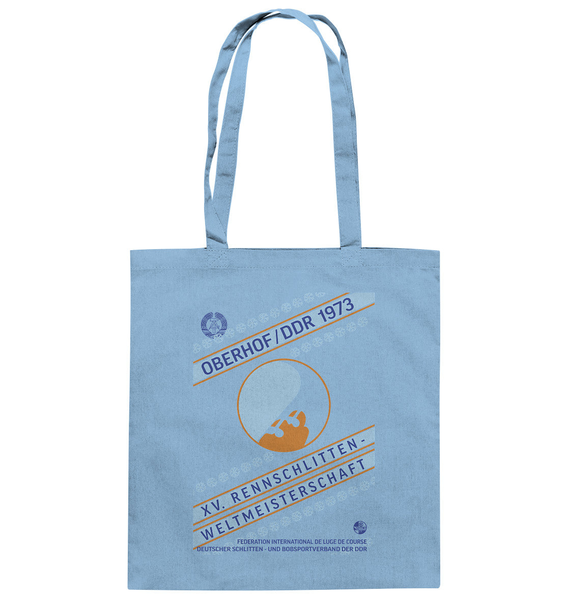 DDR Ostalgie Baumwolltasche • 15. RENNSCHLITTEN-WM OBERHOF, DDR 1973