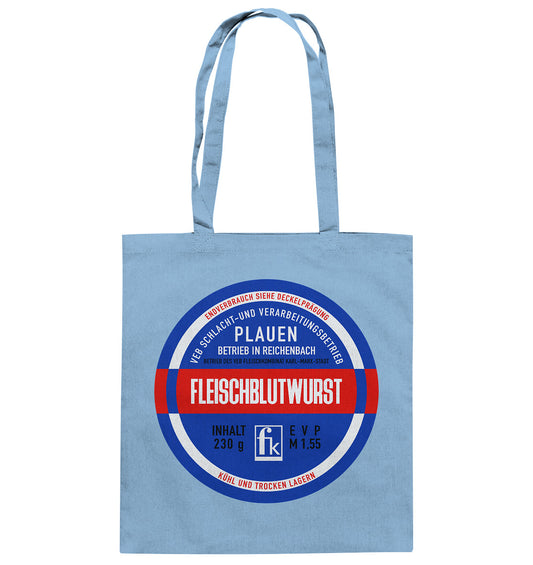 DDR Ostalgie Baumwolltasche • FLEISCHBLUTWURST KONSERVE - PLAUEN