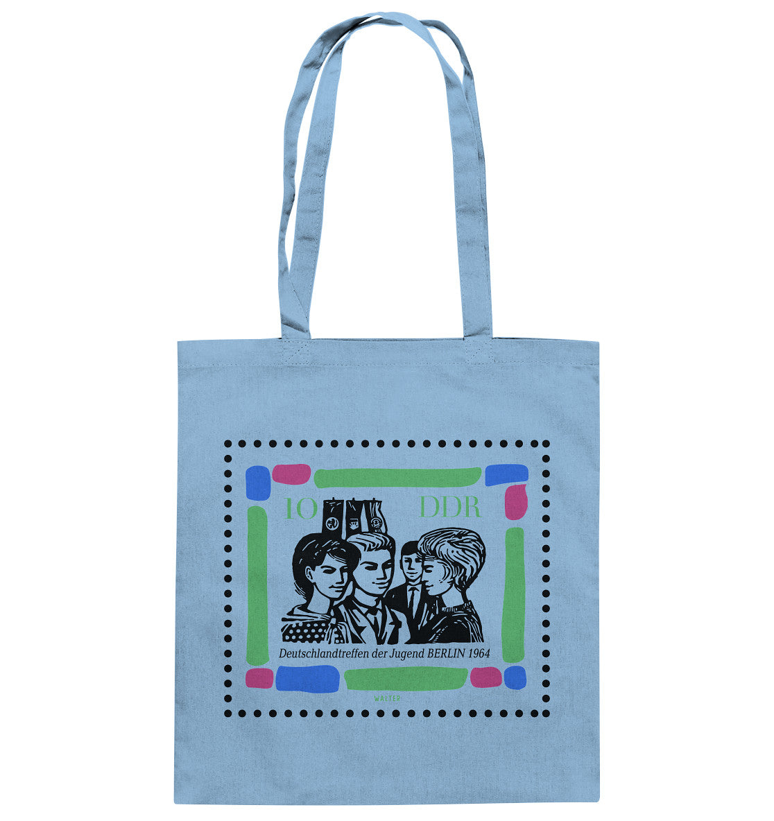 DDR Ostalgie Baumwolltasche • BRIEFMARKE - DEUTSCHLANDTREFFEN DER JUGEND