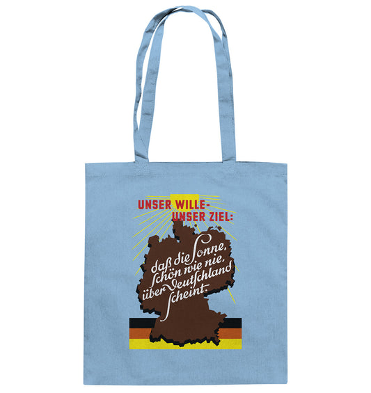 DDR Ostalgie Baumwolltasche • DASS DIE SONNE SCHÖN WIE NIE, ÜBER DEUTSCHLAND SCHEINT - ORIGINAL DDR-PLAKAT