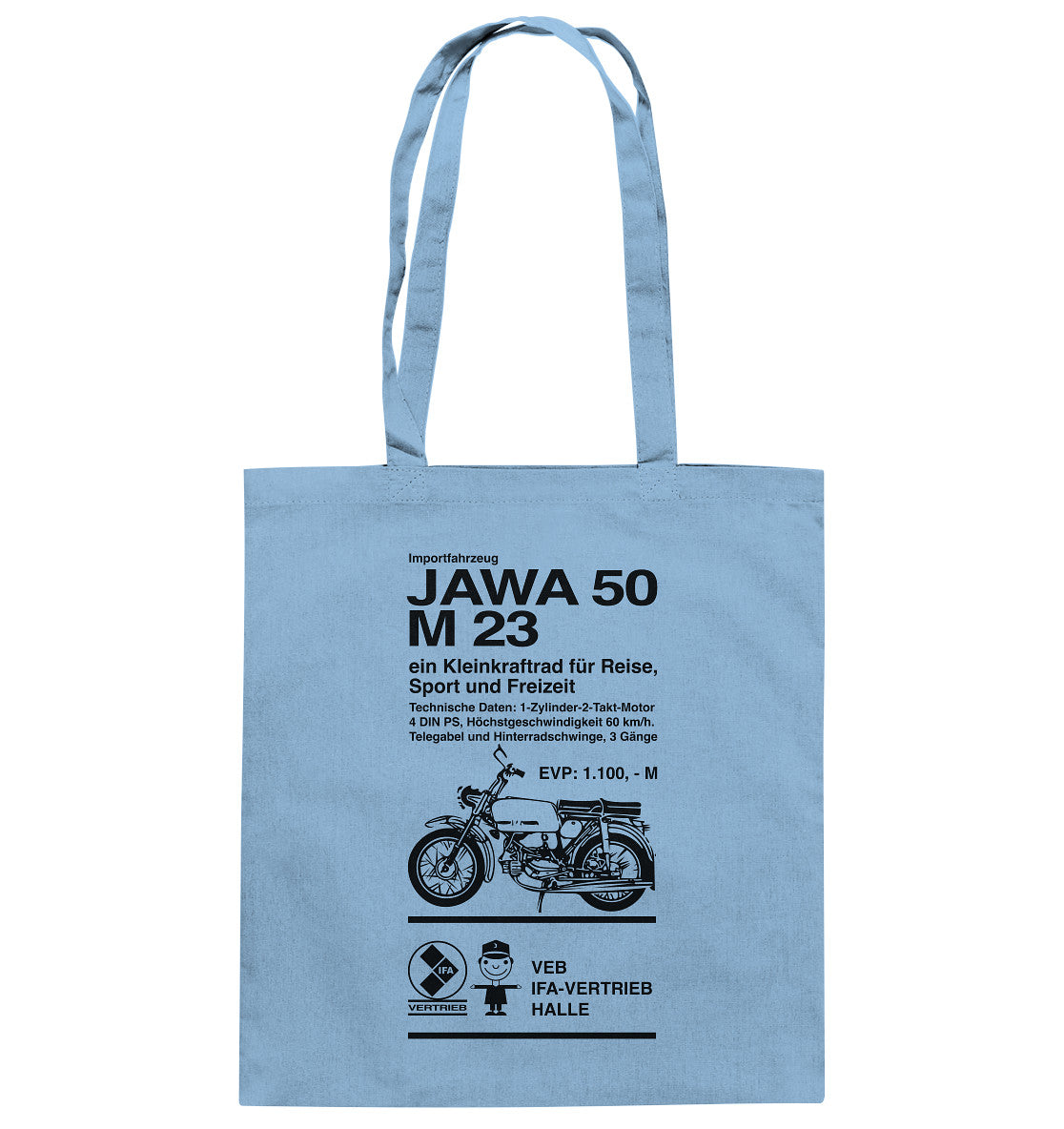 DDR Ostalgie Baumwolltasche • JAWA 50 M23 - ORIGINALPLAKAT