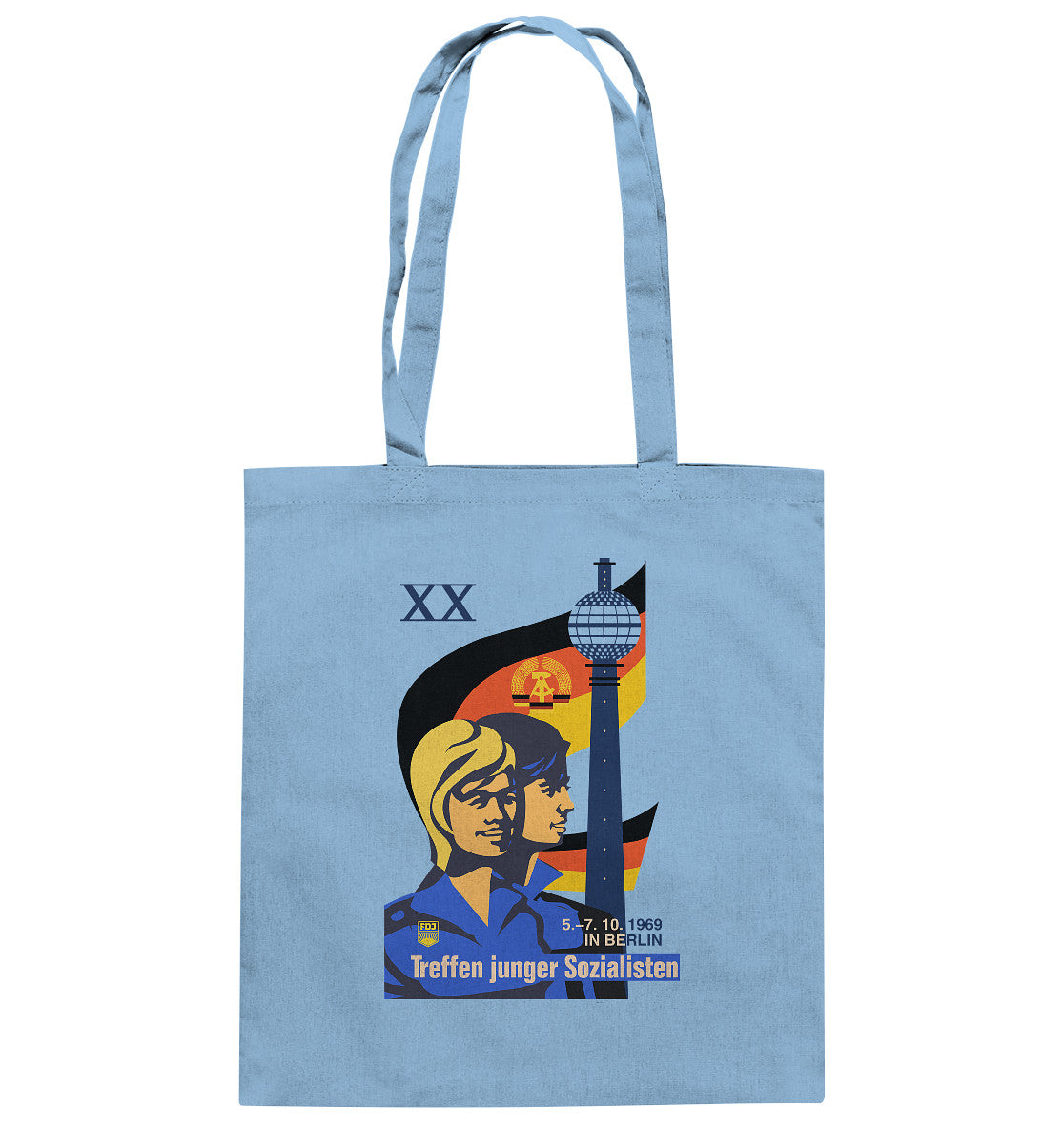 DDR Ostalgie Baumwolltasche • TREFFEN JUNGER SOZIALISTEN BERLIN 1969 (ORIGINAL PLAKAT)
