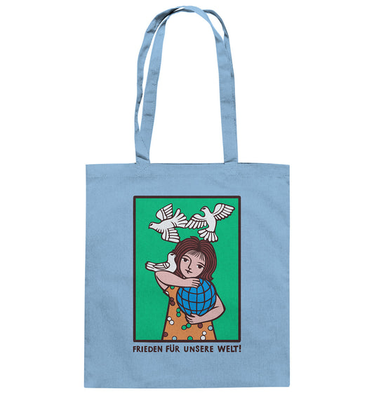 DDR Ostalgie Baumwolltasche • FRIEDEN FÜR UNSERE WELT! (DDR-ORIGINAL-PLAKAT)