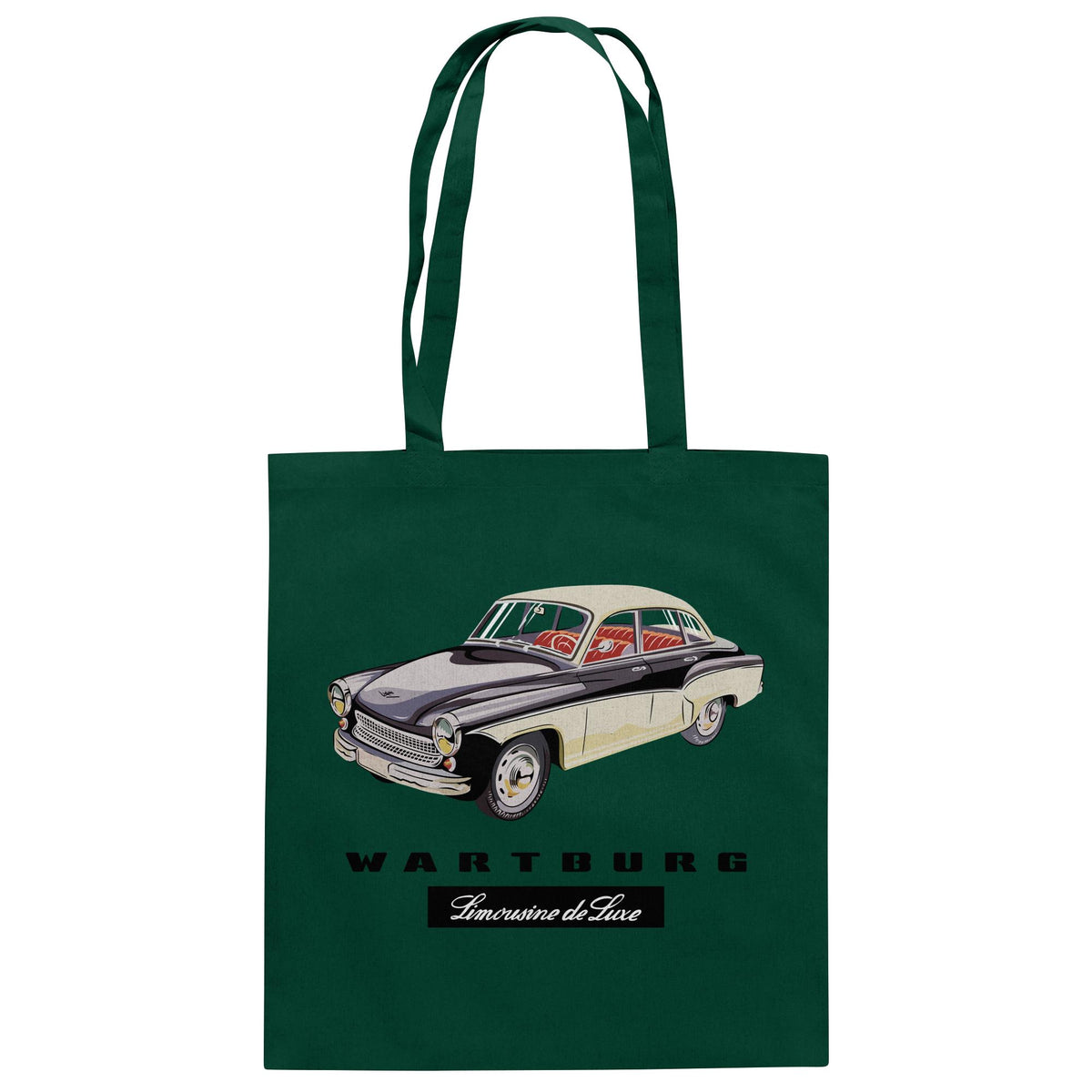 DDR Ostalgie Baumwolltasche • WARTBURG - LIMOUSINE DE LUXE (ORIGINAL WERBUNG)