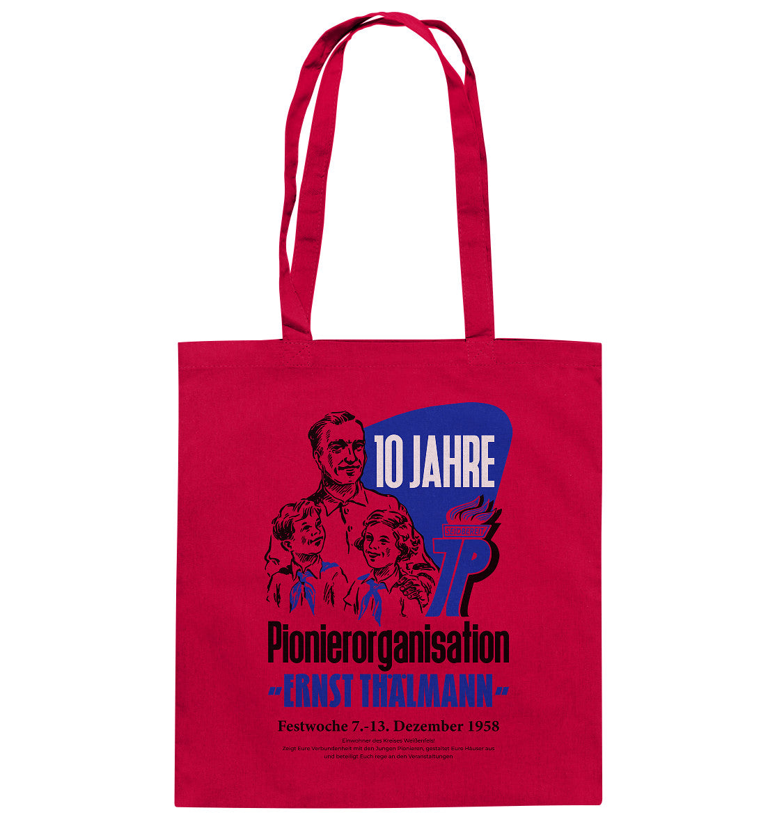 DDR Ostalgie Baumwolltasche • 10 JAHRE PIONIERORGANISATION 1958 - ORIGINAL ILLUSTRATION