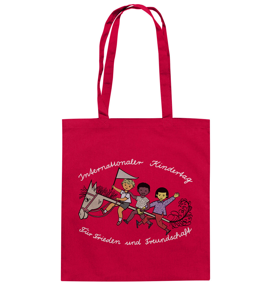 DDR Ostalgie Baumwolltasche • INTERNATIONALER KINDERTAG, FÜR FRIEDEN UND FREUNDSCHAFT - ORIGINAL ILLUSTRATION