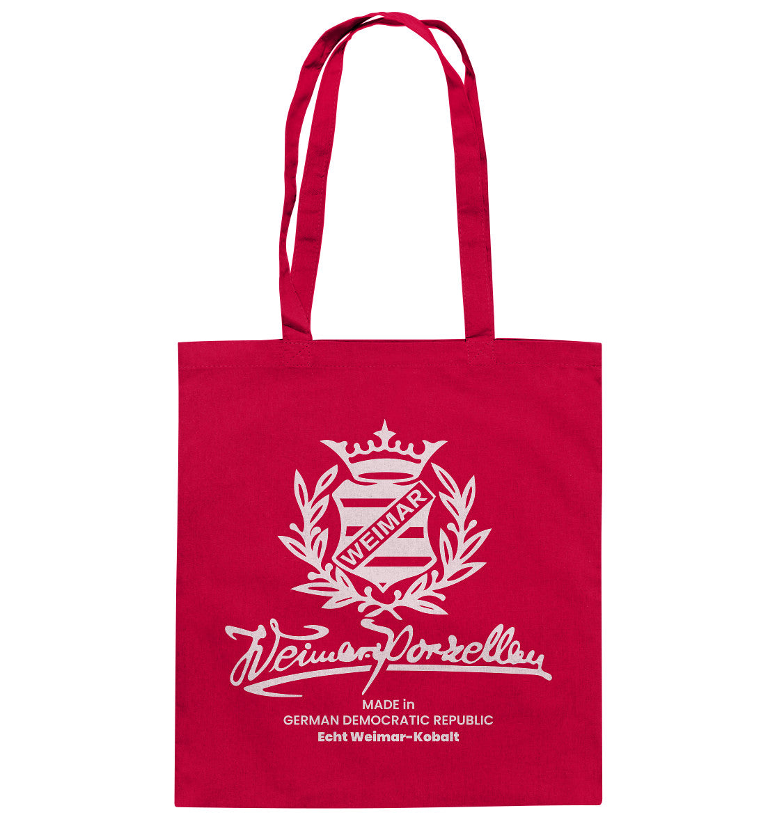 DDR Ostalgie Baumwolltasche • WEIMAR-PORZELLAN BLANKENHAIN monochrom