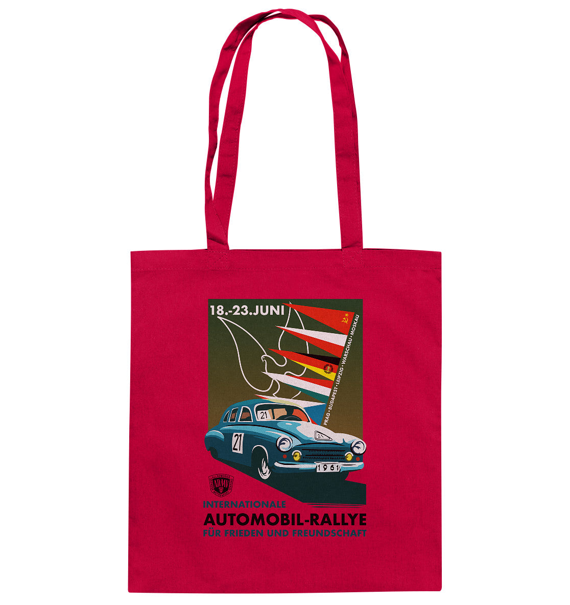 DDR Ostalgie Baumwolltasche • INTERNATIONALE RALLYE WARTBURG 1961 (ORIGINAL-PLAKAT)
