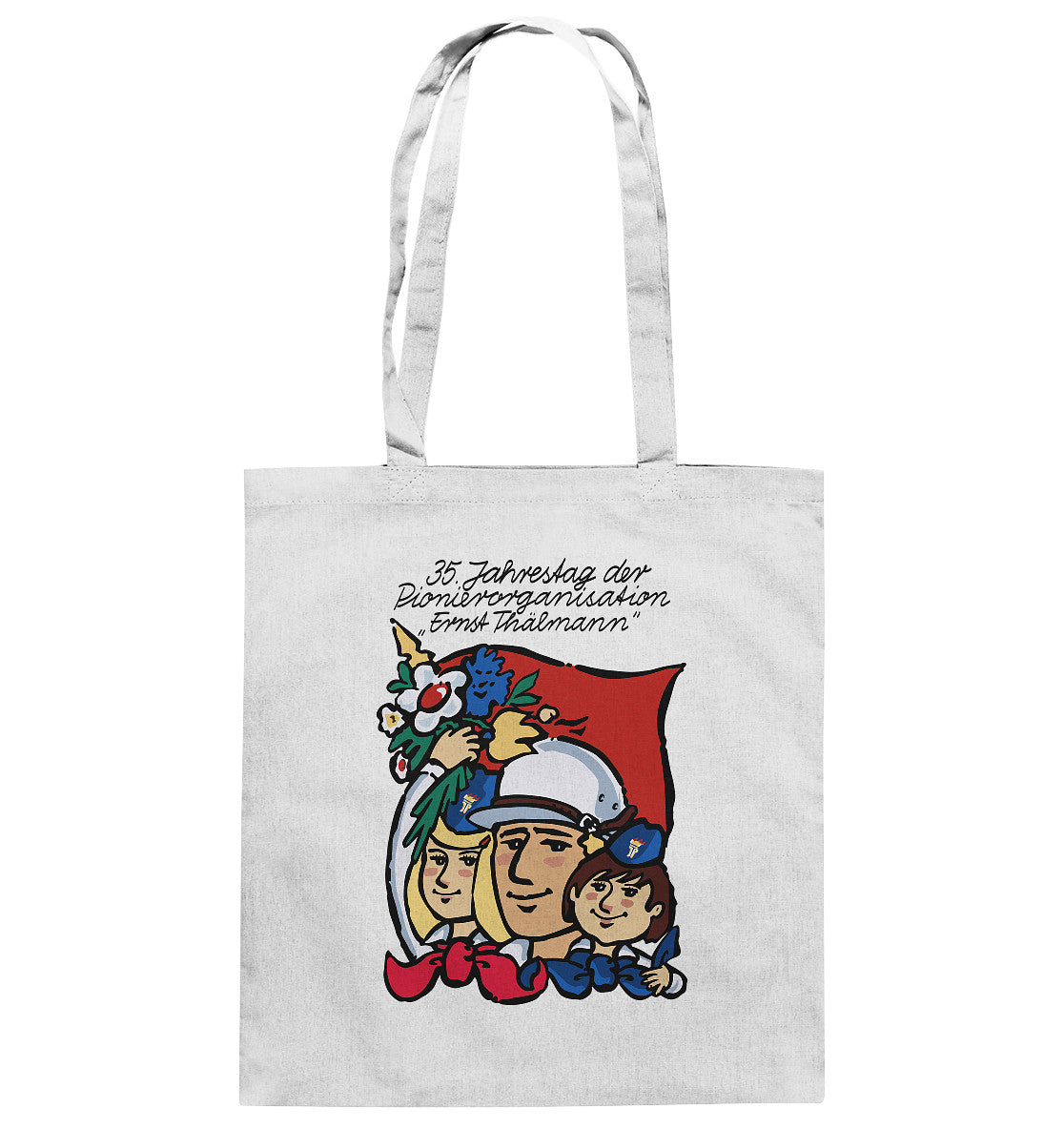 DDR Ostalgie Baumwolltasche • 35 JAHRE PIONIERORGANISATION ERNST THÄLMANN (ORIGINAL DDR-PLAKAT
