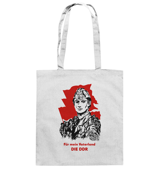 DDR Ostalgie Baumwolltasche • FÜR MEIN VATERLAND - DIE DDR (ORIGINAL GST-PLAKAT)