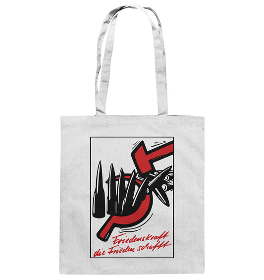 DDR Ostalgie Baumwolltasche •  FRIEDENSKRAFT DIE FRIEDEN SCHAFFT