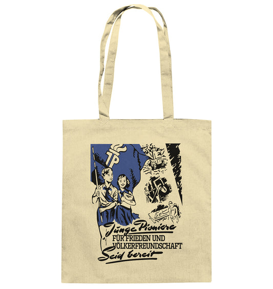 DDR Ostalgie Baumwolltasche • JUNGE PIONIERE FÜR FRIEDEN UND VÖLKERFREUNDSCHAFT - SEID BEREIT