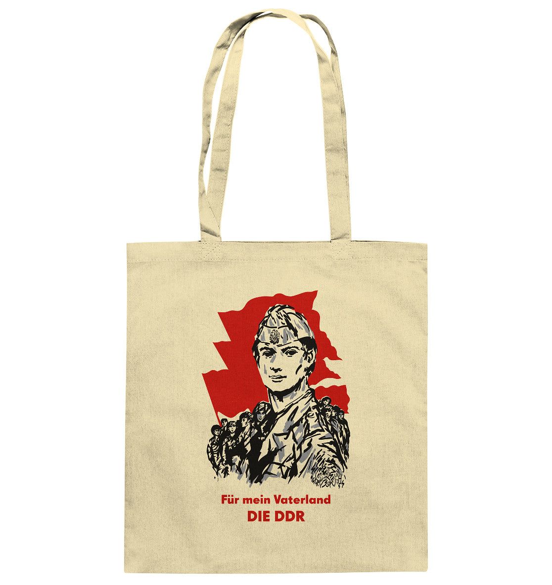 DDR Ostalgie Baumwolltasche • FÜR MEIN VATERLAND - DIE DDR (ORIGINAL GST-PLAKAT)