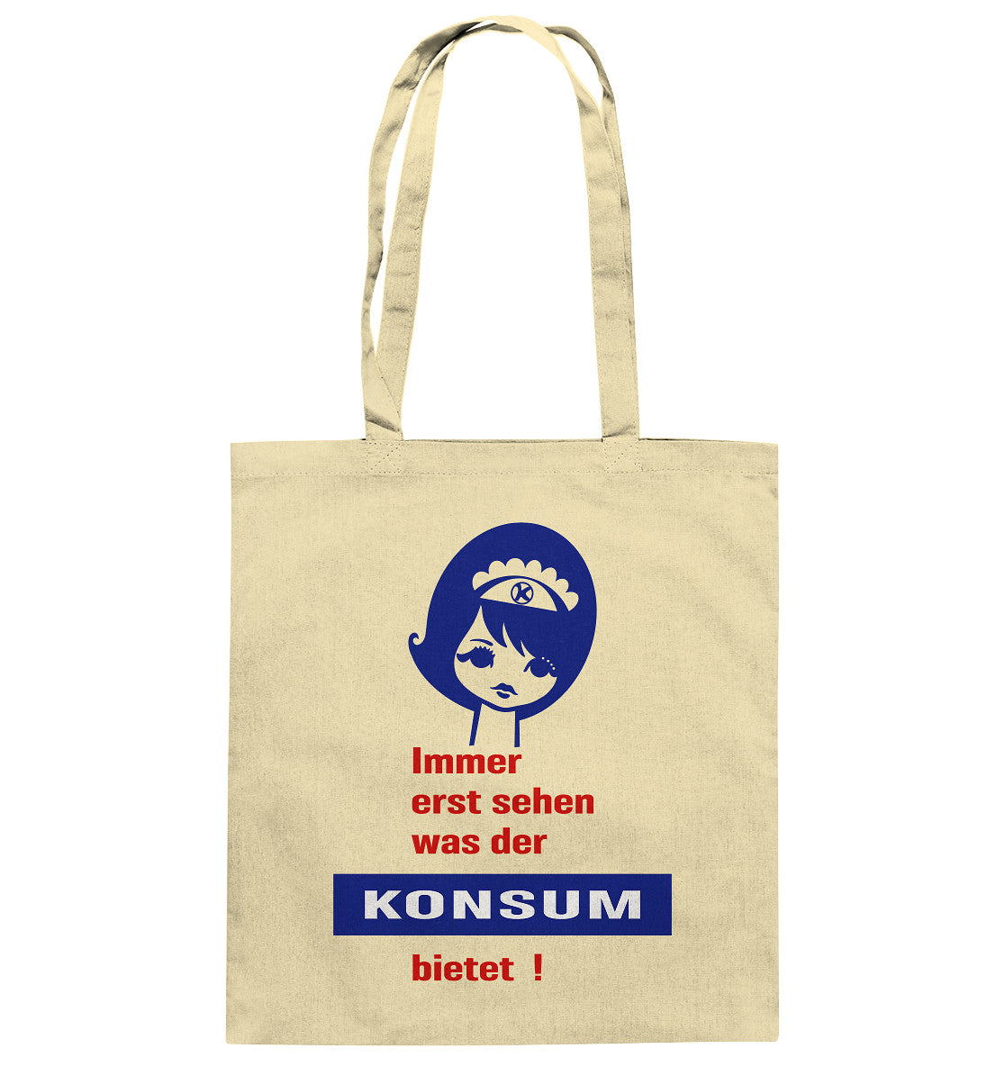 BAUMWOLLTASCHE • IMMER ERST SEHEN, WAS DER KONSUM BIETET! - ORIGINAL ILLUSTRATION