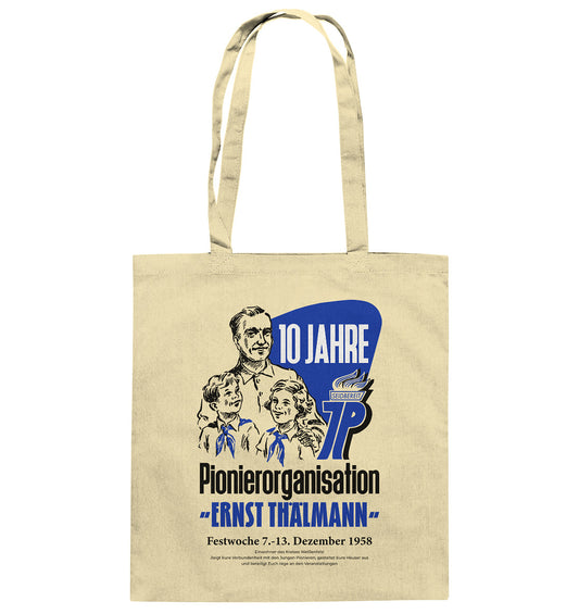 DDR Ostalgie Baumwolltasche • 10 JAHRE PIONIERORGANISATION 1958 - ORIGINAL ILLUSTRATION