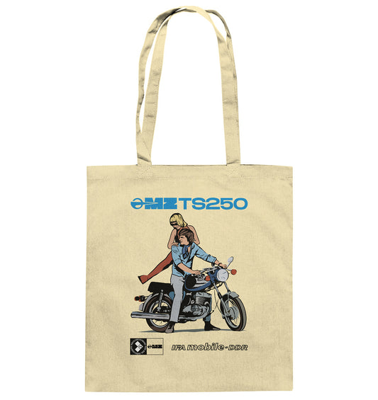 DDR Ostalgie Baumwolltasche • MZ TS 250 BLAU (ORIGINAL DDR-PLAKAT)