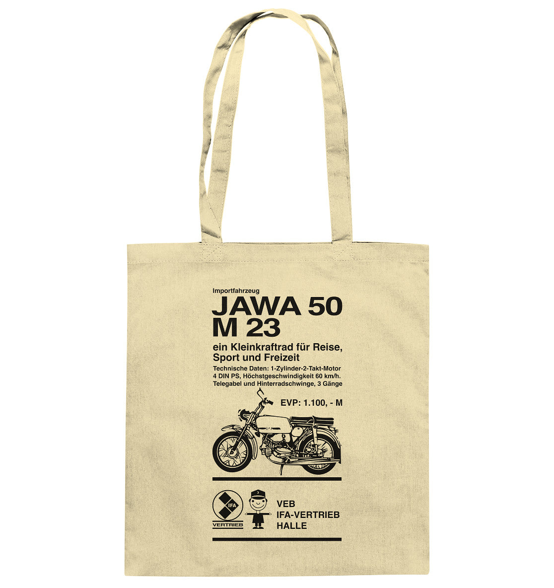 DDR Ostalgie Baumwolltasche • JAWA 50 M23 - ORIGINALPLAKAT