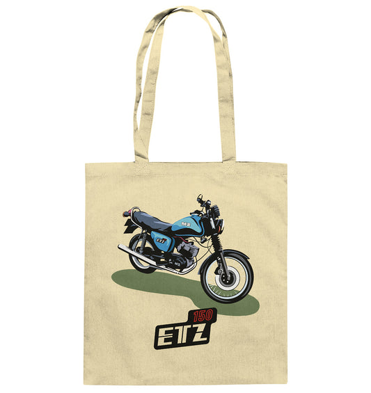 DDR Ostalgie Baumwolltasche • MZ ETZ 150 BLAU (ORIGINAL DDR-PLAKAT)