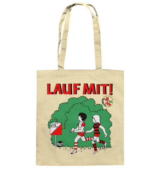 DDR Ostalgie Baumwolltasche • LAUF MIT - BLEIB FIT (DFF) - Baumwolltasche