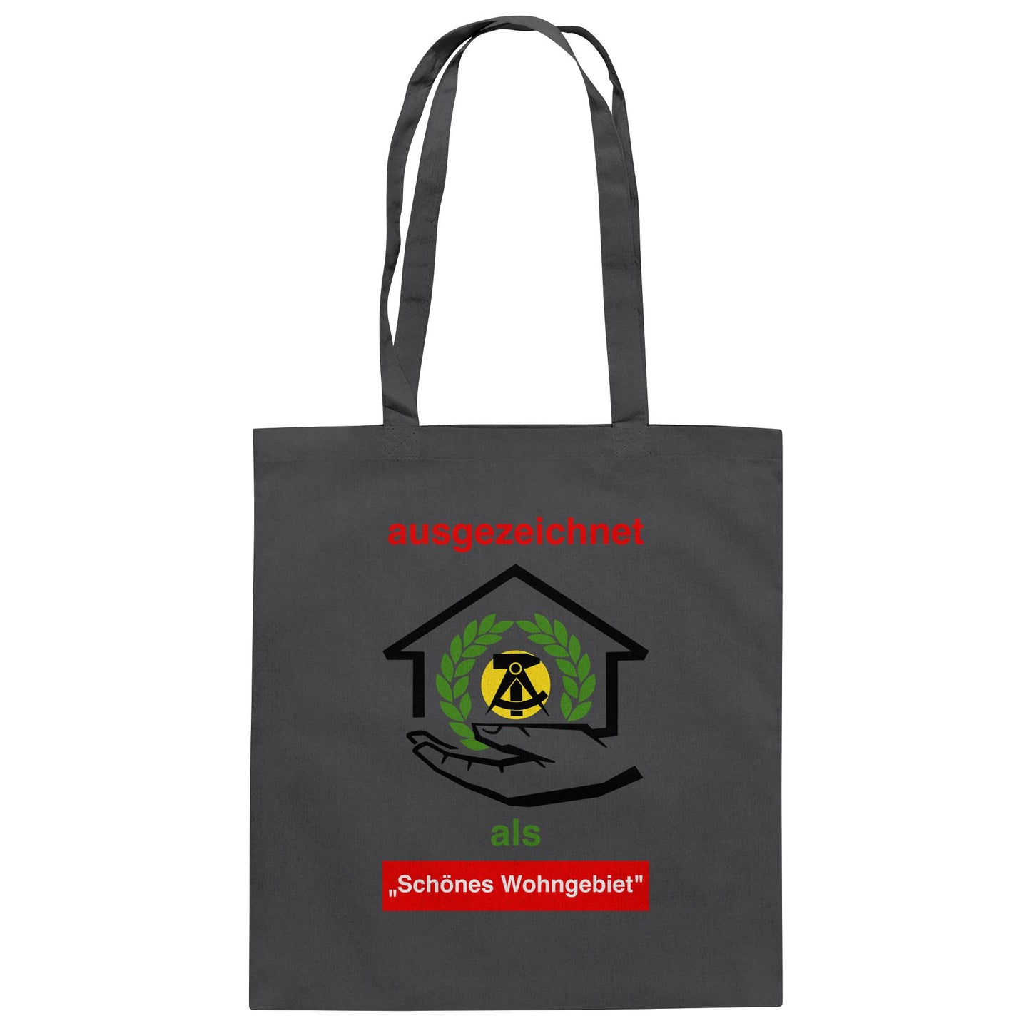 DDR Ostalgie Baumwolltasche • AUSZEICHNUNG SCHÖNES WOHNGEBIET (ORIGINAL SCHILD)