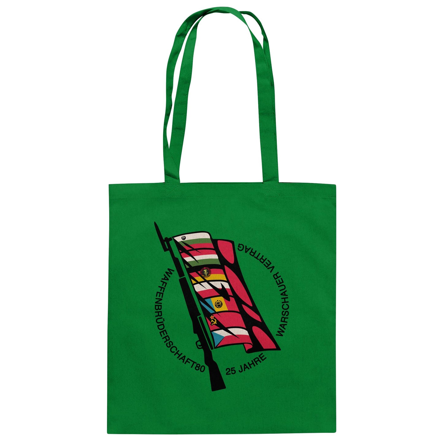 DDR Ostalgie Baumwolltasche • WAFFENBRÜDERSCHAFT80 - 25 JAHRE WARSCHAUER VERTRAG (NVA)