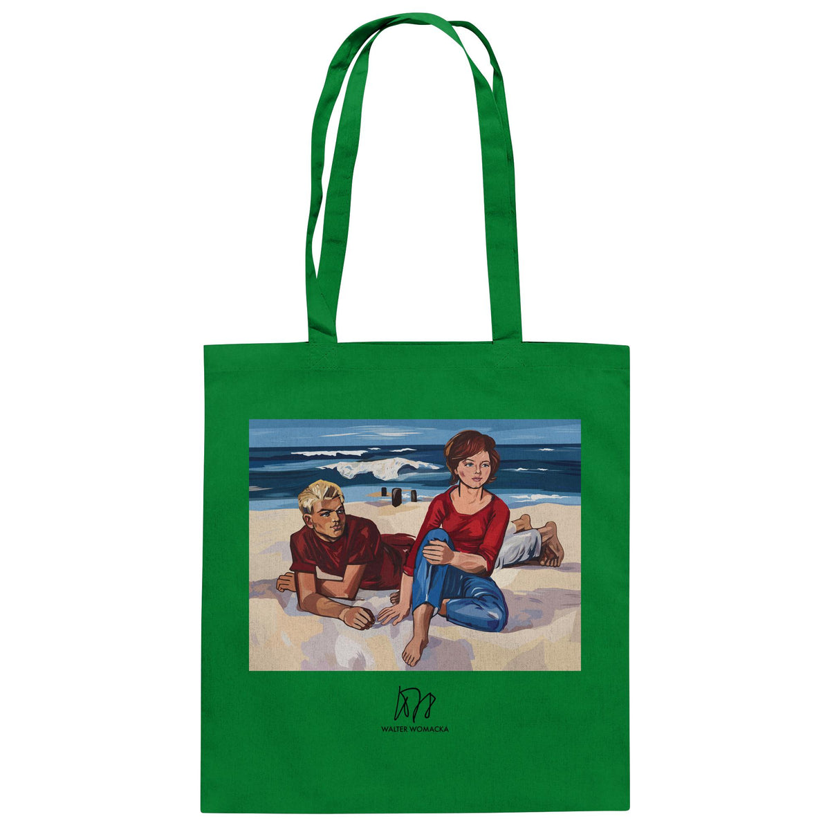 DDR Ostalgie Baumwolltasche • WALTER WOMACKA - AM STRAND (1962)