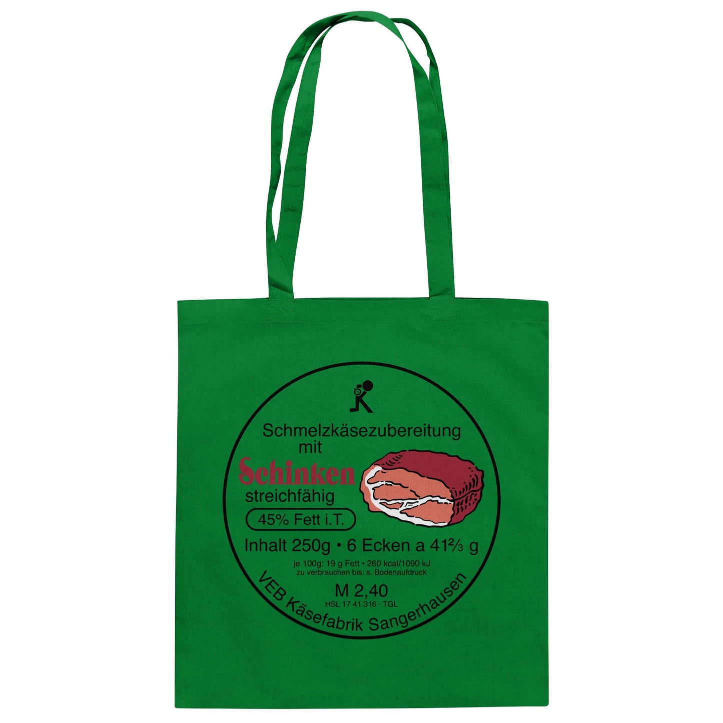 DDR Ostalgie Baumwolltasche • SCHMELZKÄSE MIT SCHINKEN - VEB KÄSEFABRIK SANGERHAUSEN
