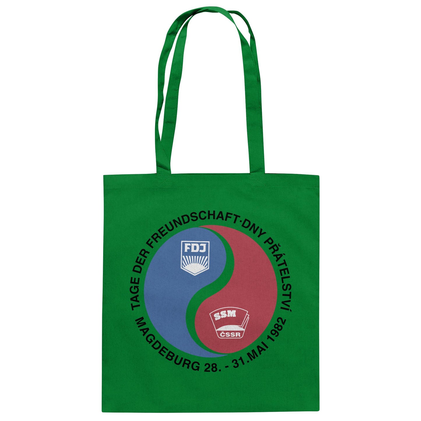 DDR Ostalgie Baumwolltasche • TAG DER FREUNDSCHAFT MAGDEBURG 1982 DDR-CSSR
