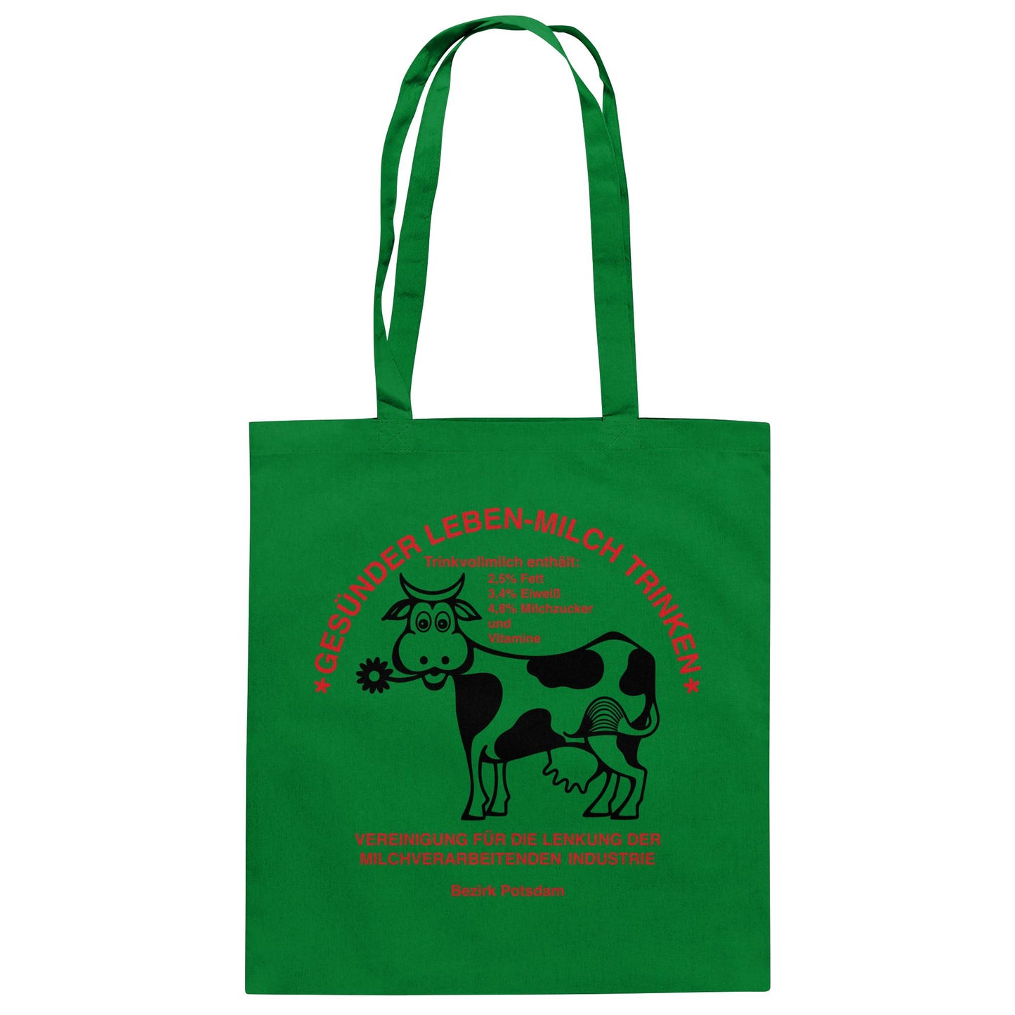DDR Ostalgie Baumwolltasche • GESÜNDER LEBEN - MILCH TRINKEN, POTSDAM