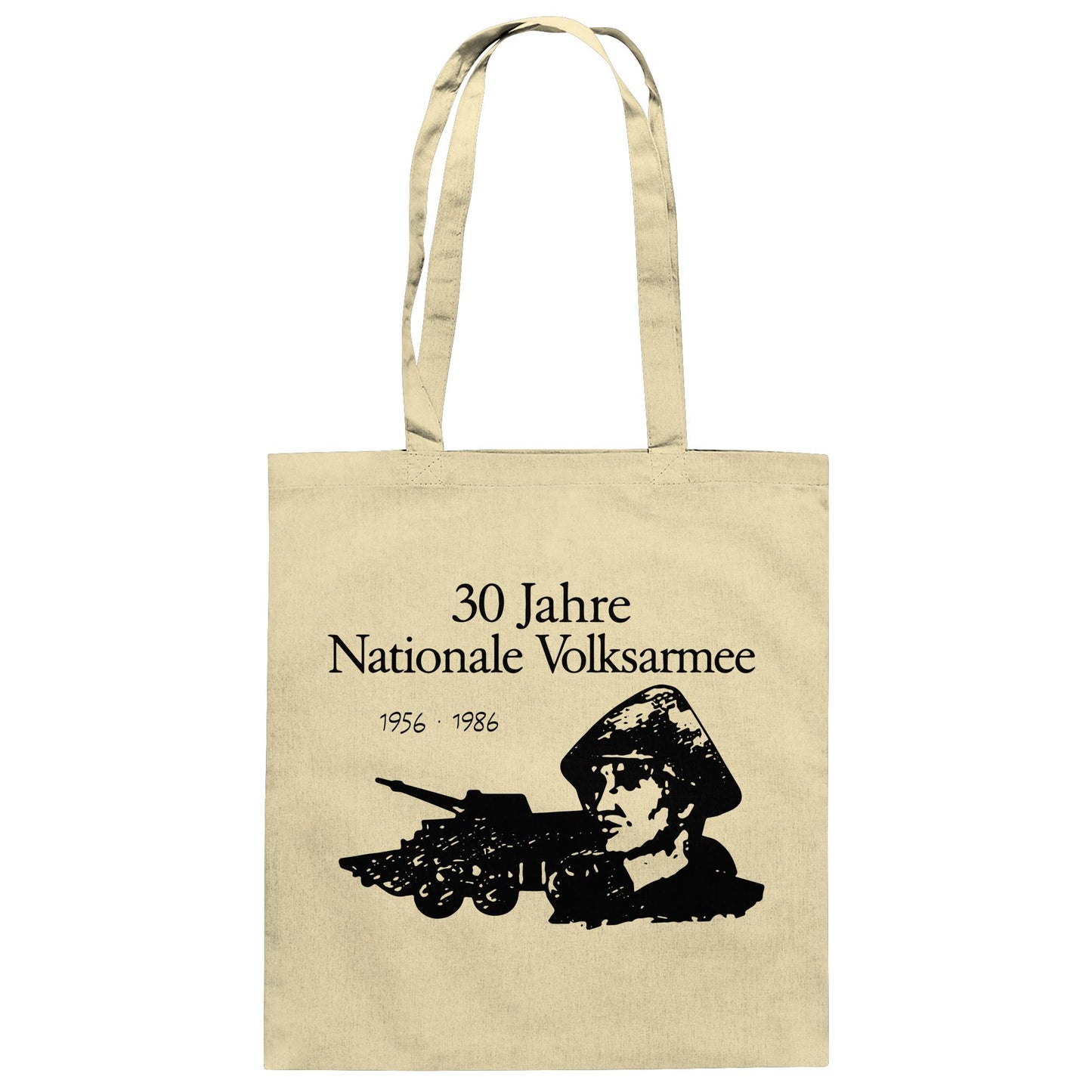 DDR Ostalgie Baumwolltasche • 30 JAHRE NATIONALE VOLKSARMEE (ORIGINAL BRIEFMARKE)