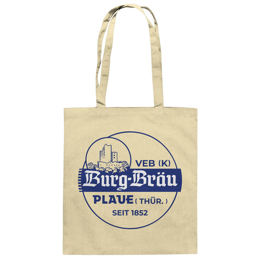 DDR Ostalgie Baumwolltasche • VEB BURG-BRÄU PLAUE BIERE