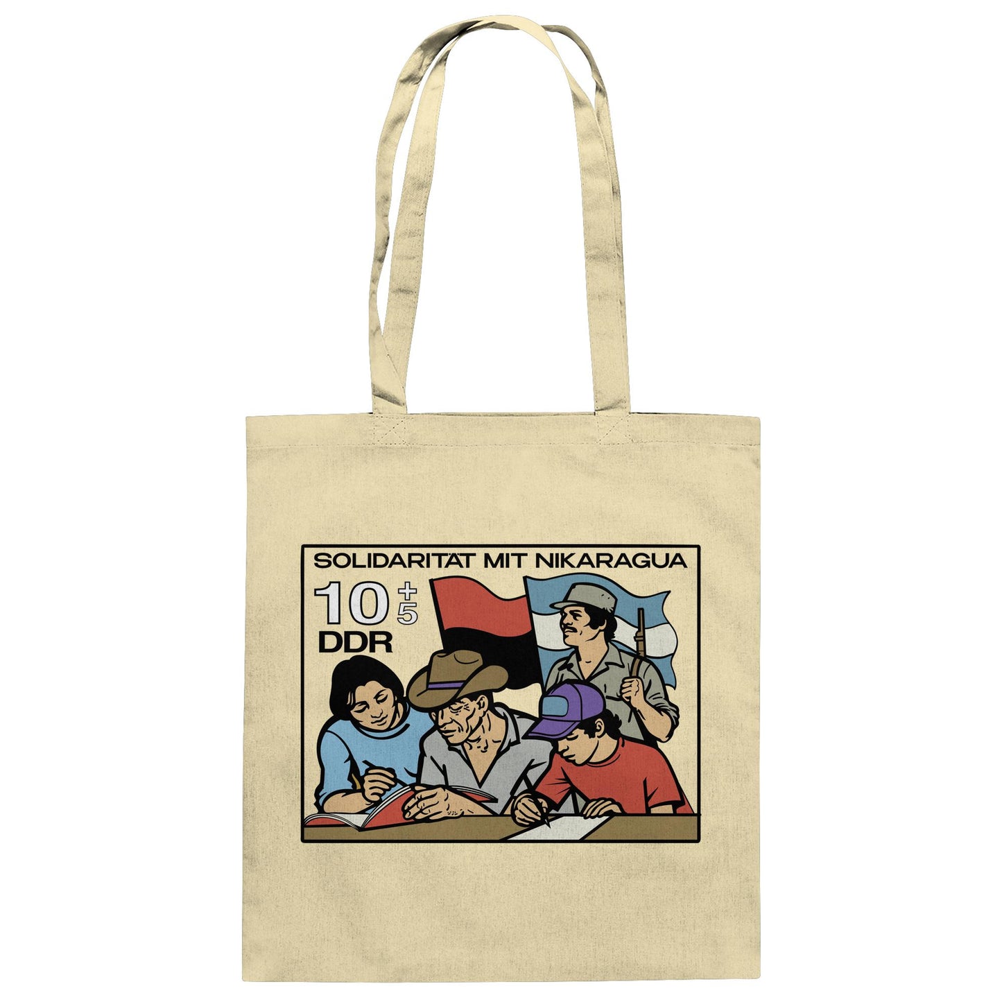 DDR Ostalgie Baumwolltasche • SOLIDARITÄT MIT NIKARAGUA (DDR-BRIEFMARKE)