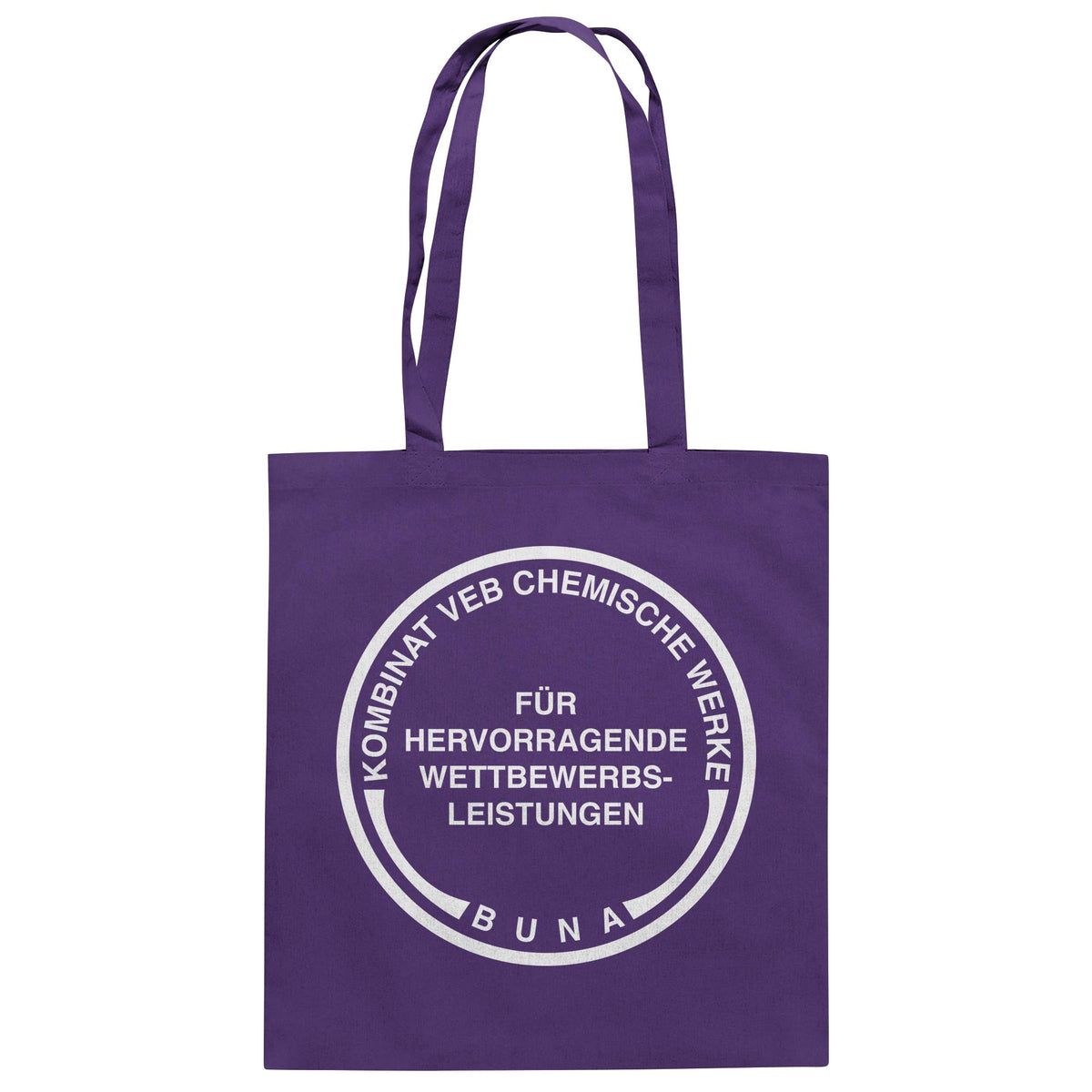 DDR Ostalgie Baumwolltasche • KOMBINAT BUNA - FÜR HERVORRAGENDE LEISTUNGEN (ORIGINAL-MÜNZE)