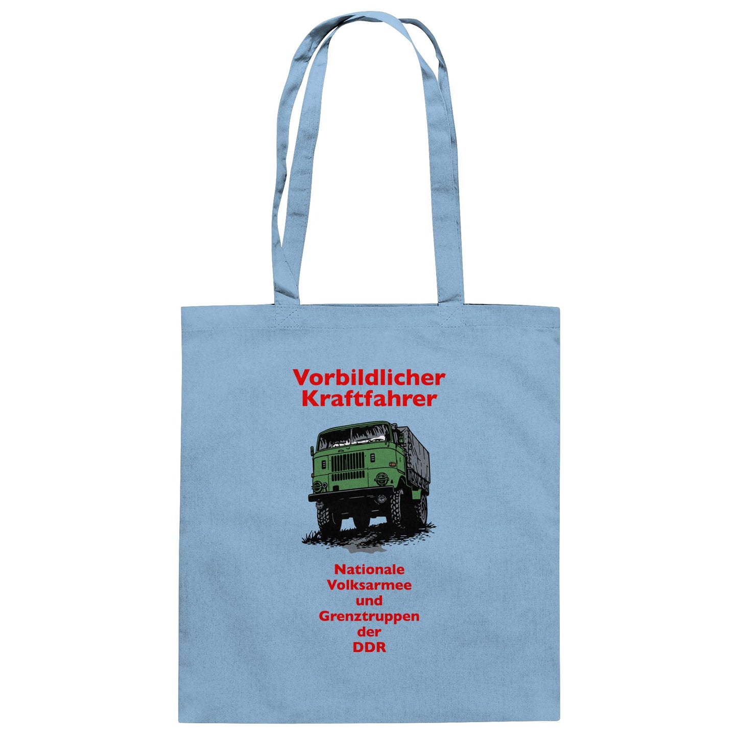 DDR Ostalgie Baumwolltasche • VORBILDLICHER KRAFTFAHRER, NVA (ORIGINAL WIMPELMOTIV)