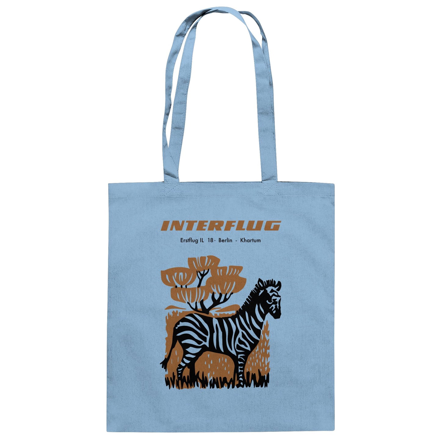 DDR Ostalgie Baumwolltasche • INTERFLUG BERLIN - KHARTUM (ORIGINAL SONDERSTEMPEL)