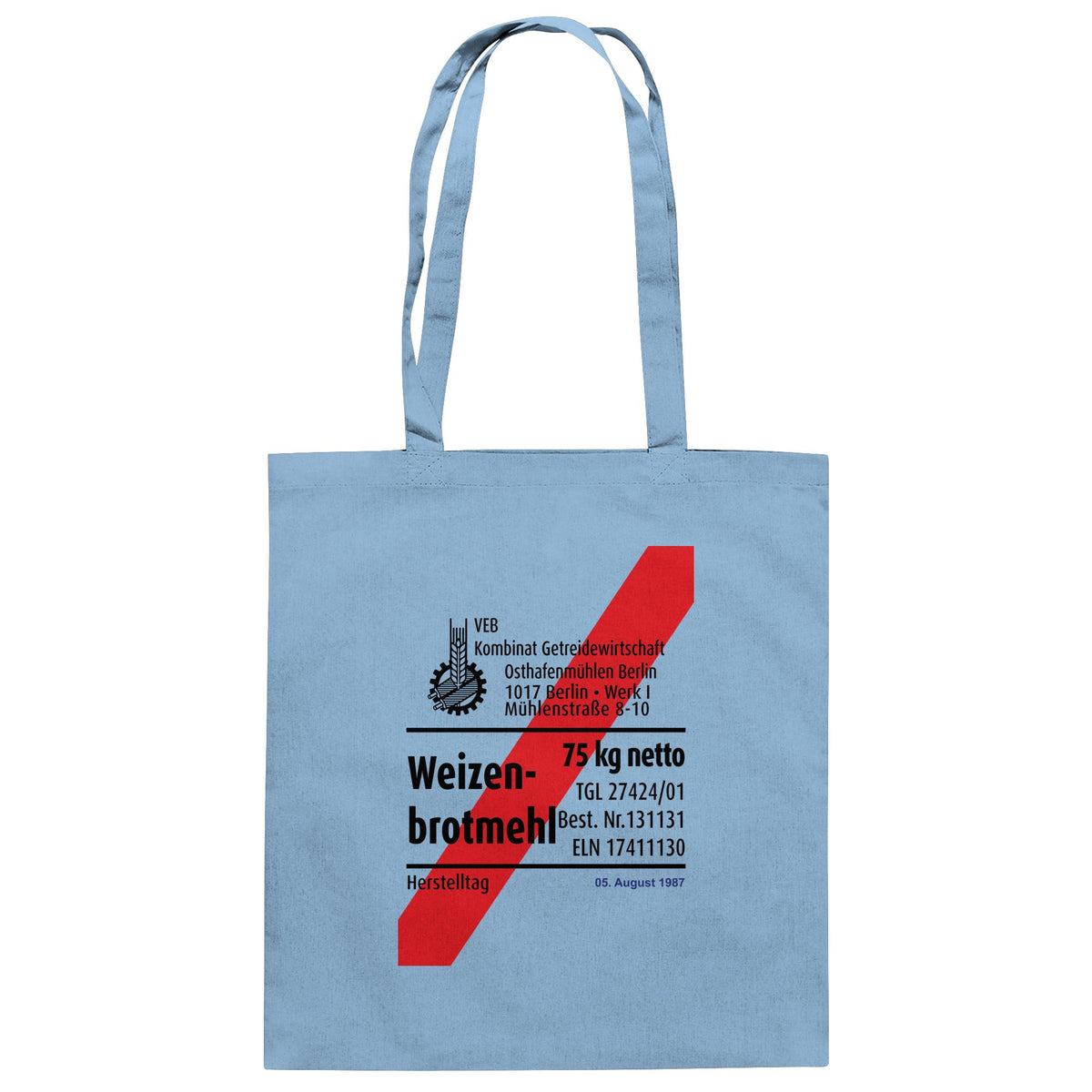 DDR Ostalgie Baumwolltasche • WEIZENMEHL - VEB KOMBINAT GETREIDEWIRTSCHAFT (ORIGINAL-VERPACKUNG)